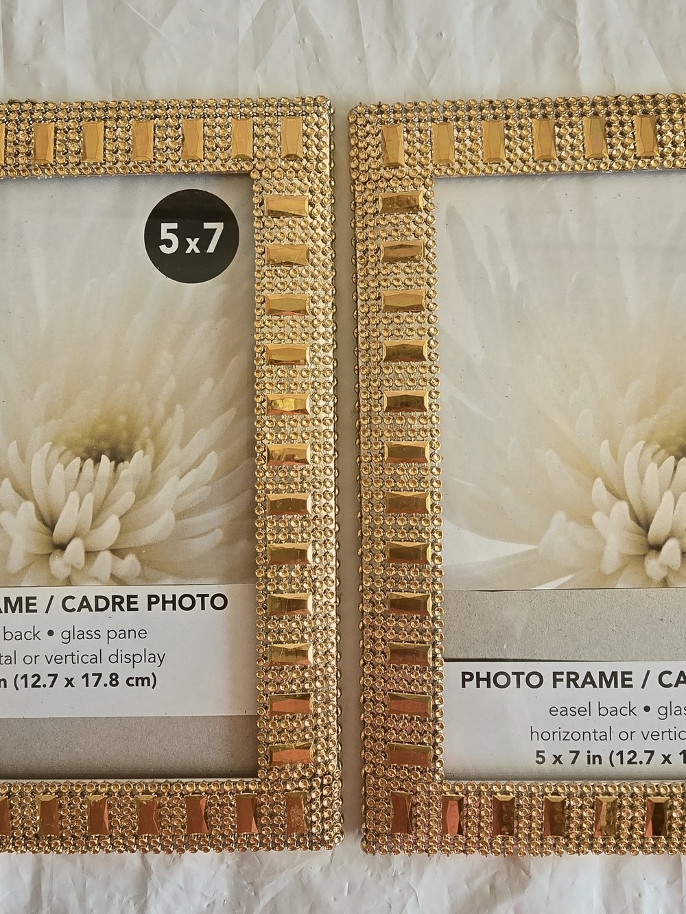 Gold Beaded 5x7 Photo Frame - Elegant Home Accent New Handmade 2 Piece